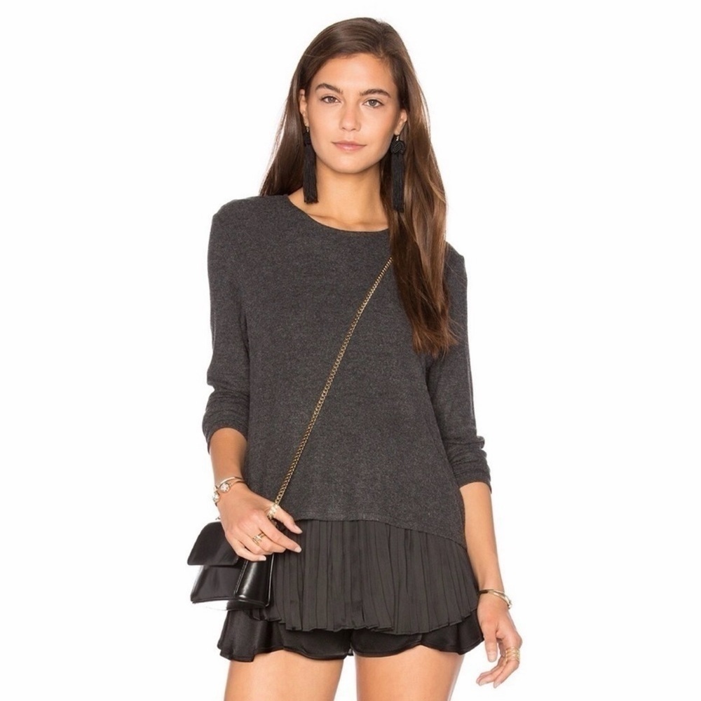 Generation Love Wilma Pleats Top in Charcoal & Black